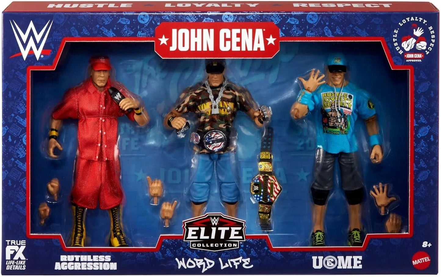 John Cena Exclusive 3-Pack Elite Collection Hustle - Loyalty - Respect
